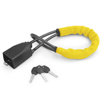 Antivol de volant robuste avec gaine de protection jaune haute visibilité, fourni avec un jeu de trois clés de sécurité avant l'ajout au panier.