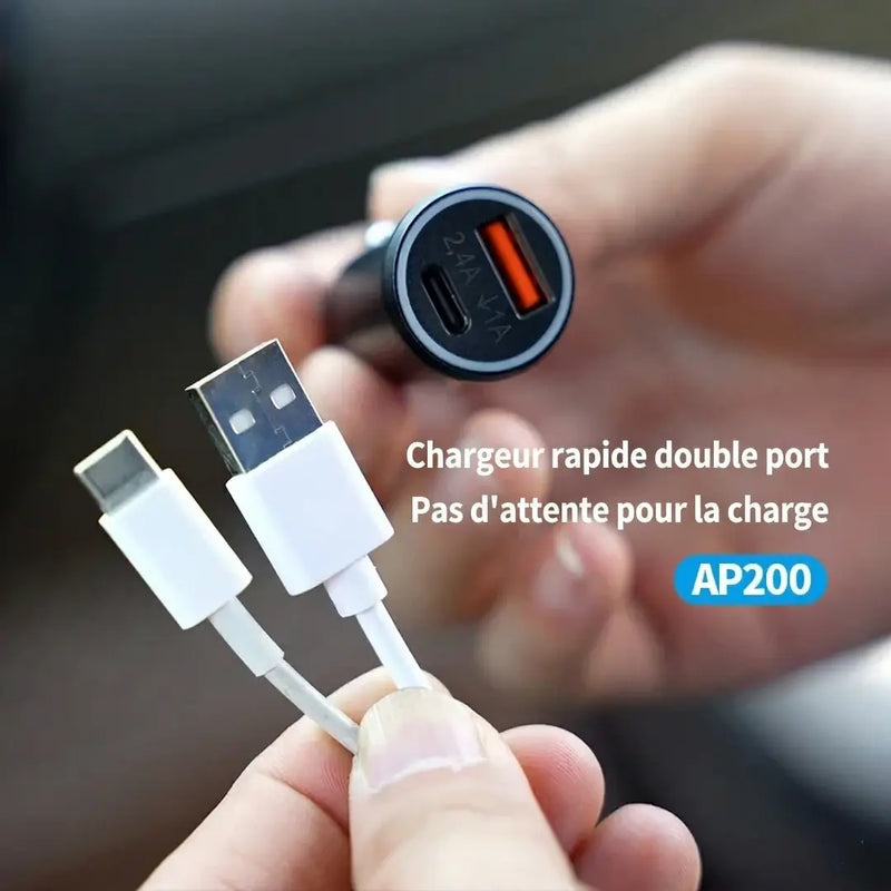 Chargeur allume-cigare AP200 double port USB-A USB-C charge rapide voiture