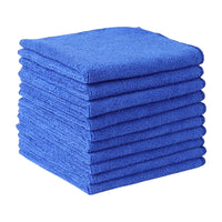 Pile de chiffons en microfibre bleu roi ultra absorbants pour le nettoyage intensif et les surfaces.