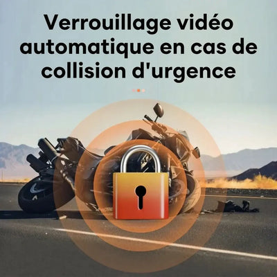 Fonction de verrouillage vidéo automatique par capteur de collision G-sensor pour sécuriser les preuves en cas d'accident de moto.