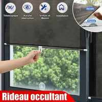 Rideau occultant télescopique pour voiture et maison avec fixation par ventouses, facile à installer et sans obstruction de visibilité.