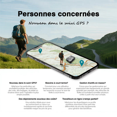 Infographie traceur GPS 4G profils utilisateurs particuliers gestion de flotte suivi véhicule
