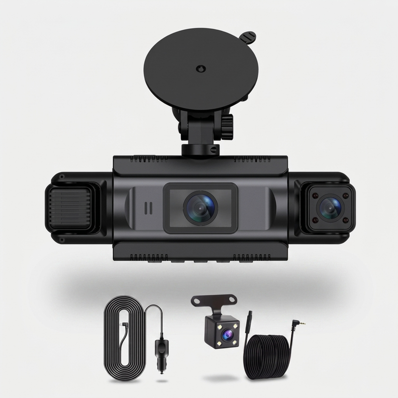Dashcam 4 Canaux WiFi 1080P Vue 360° Caméra Quadruple